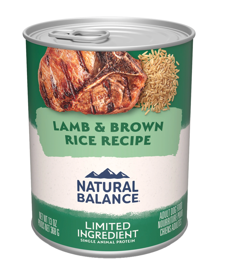 Natural Balance L.I.D. Limited Ingredient Diet Lamb & Brown Rice Canned Dog Food - Grain Free, Hypoallergenic Wet Food for Dogs with Sensitive Stomachs (13oz/369g) - Perfect for Mealtime, Travel & Emergency Pet Food Supply
