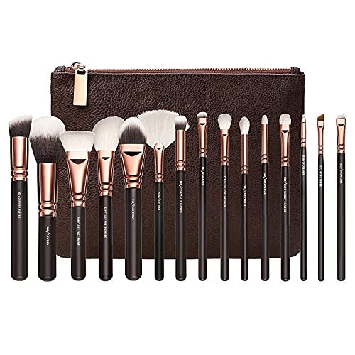 UTRUST 15-Piece Rose Gold Makeup Brush Set - Professional Cosmetic Brushes for Foundation, Blending, Eyeshadow & More - Perfect for Makeup Artists & Beauty Enthusiasts
