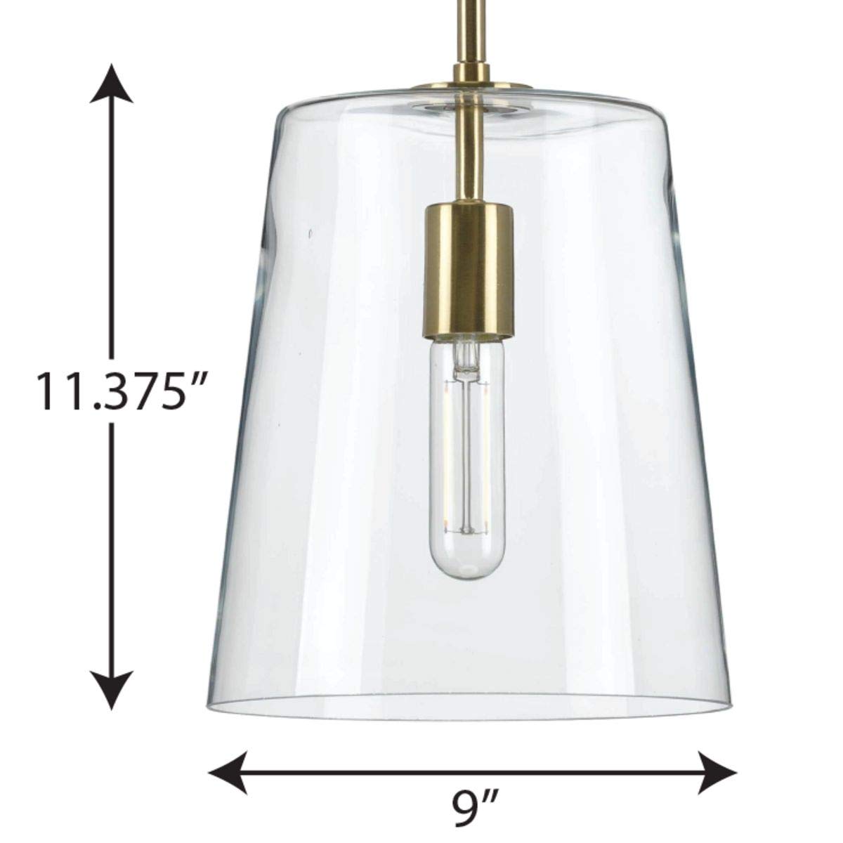 Clarion Collection Coastal Pendant Light - 1-Light Clear Glass Fixture with Brushed Nickel Finish | Perfect for Beach House, Kitchen Island & Dining Room Lighting