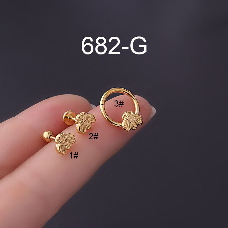 20G Cartilage Labret Back Stud Bee Nose Clicker Septum Ring - Stainless Steel Body Jewelry for Piercing | Perfect for Nose, Ear, Septum & Lip Piercings | HSPJ682