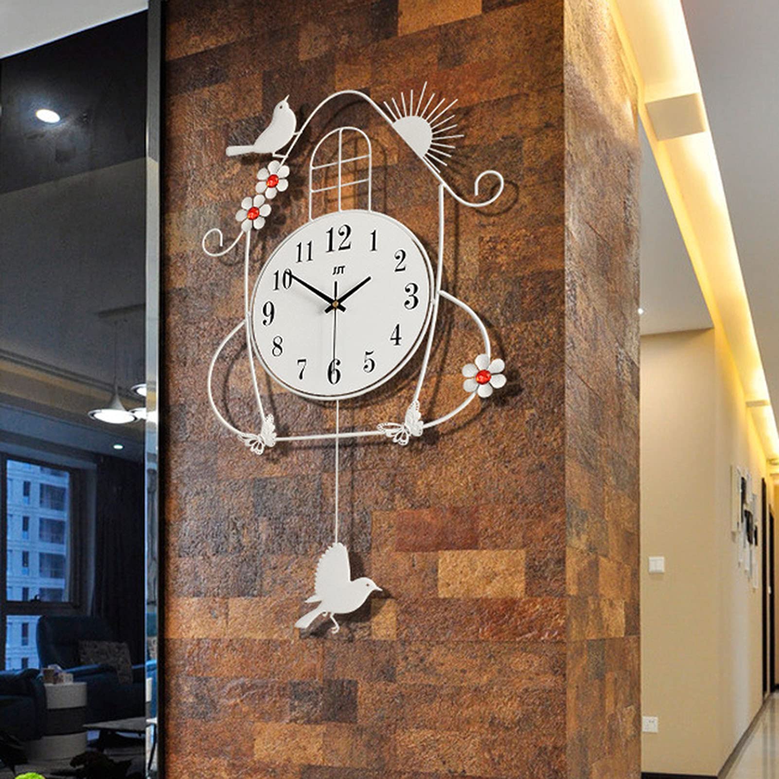 Vintage Birdcage Wall Clock - Silent Non-Ticking Metal & MDF Wall Decor for Living Room, Bedroom, Office - 28x14 Inch Black Decorative Clock - Perfect for Home, Cafe, and Restaurant Decor