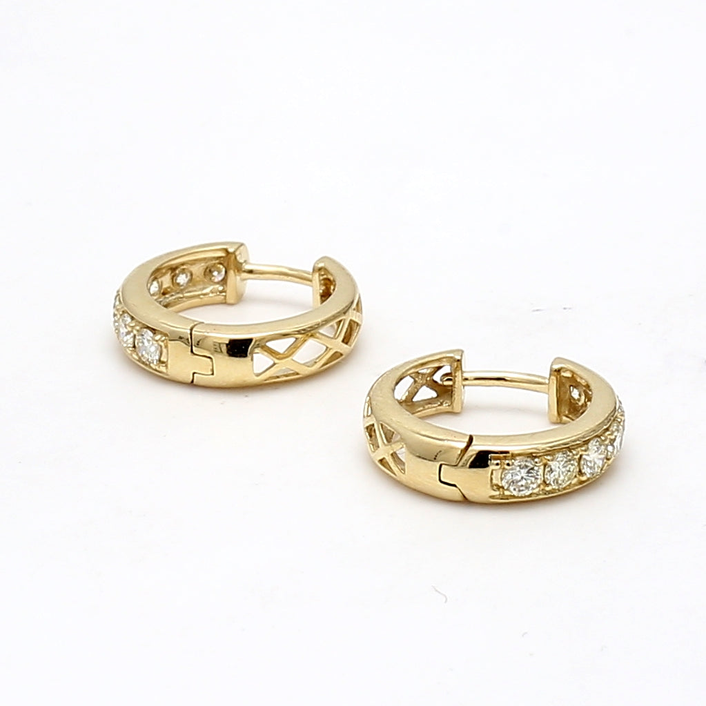0.70 Carat Round Brilliant I SI1 Diamond 14K Yellow Gold Hoop Earrings for Women - Perfect for Weddings, Parties & Everyday Elegance