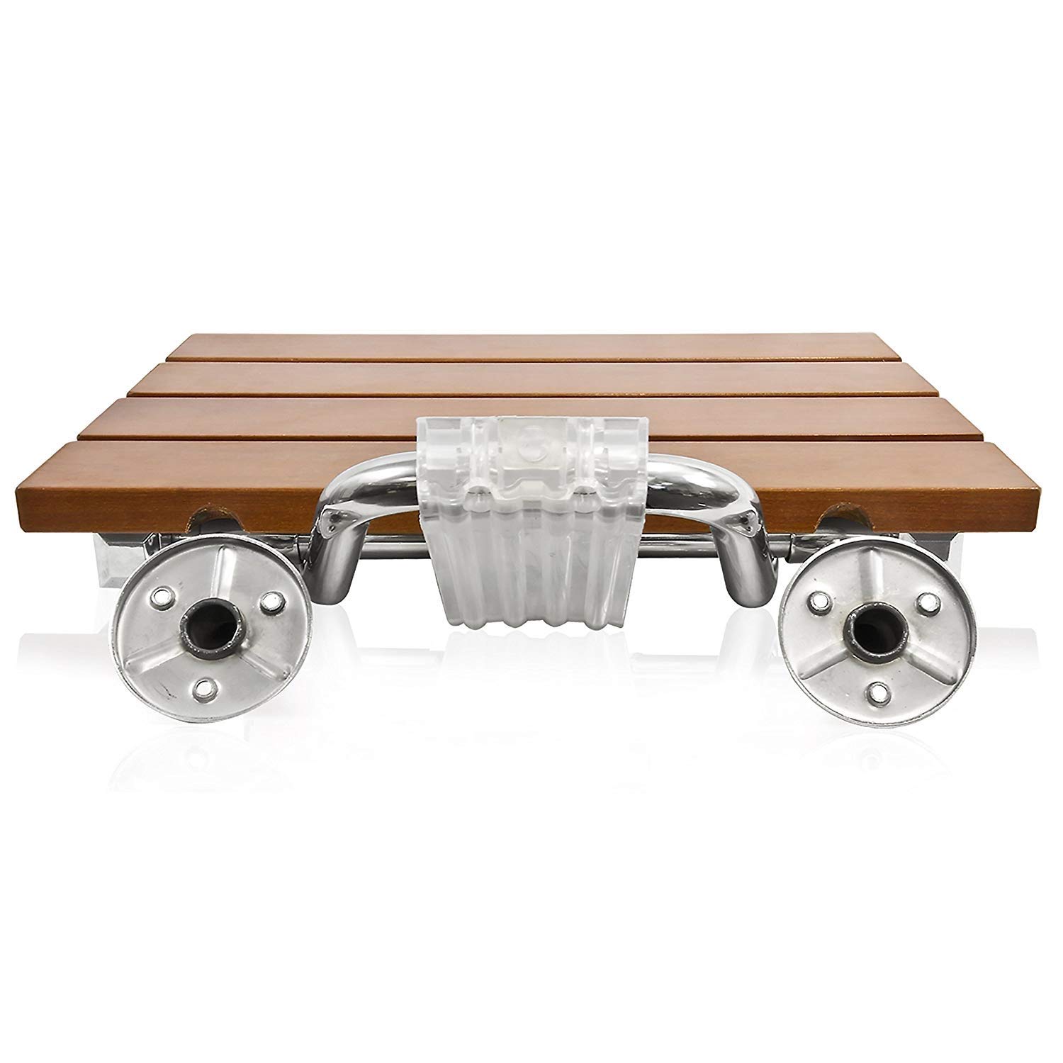 Sturdy Folding Wall Mounted Wooden Shower Seat for Adults & Elderly - Heavy Duty Bathroom Stool with Steel Frame, 300lb Weight Capacity (380mm x 330mm) - Perfect for Safe Bathing, Elderly Care & Accessible Shower Seating