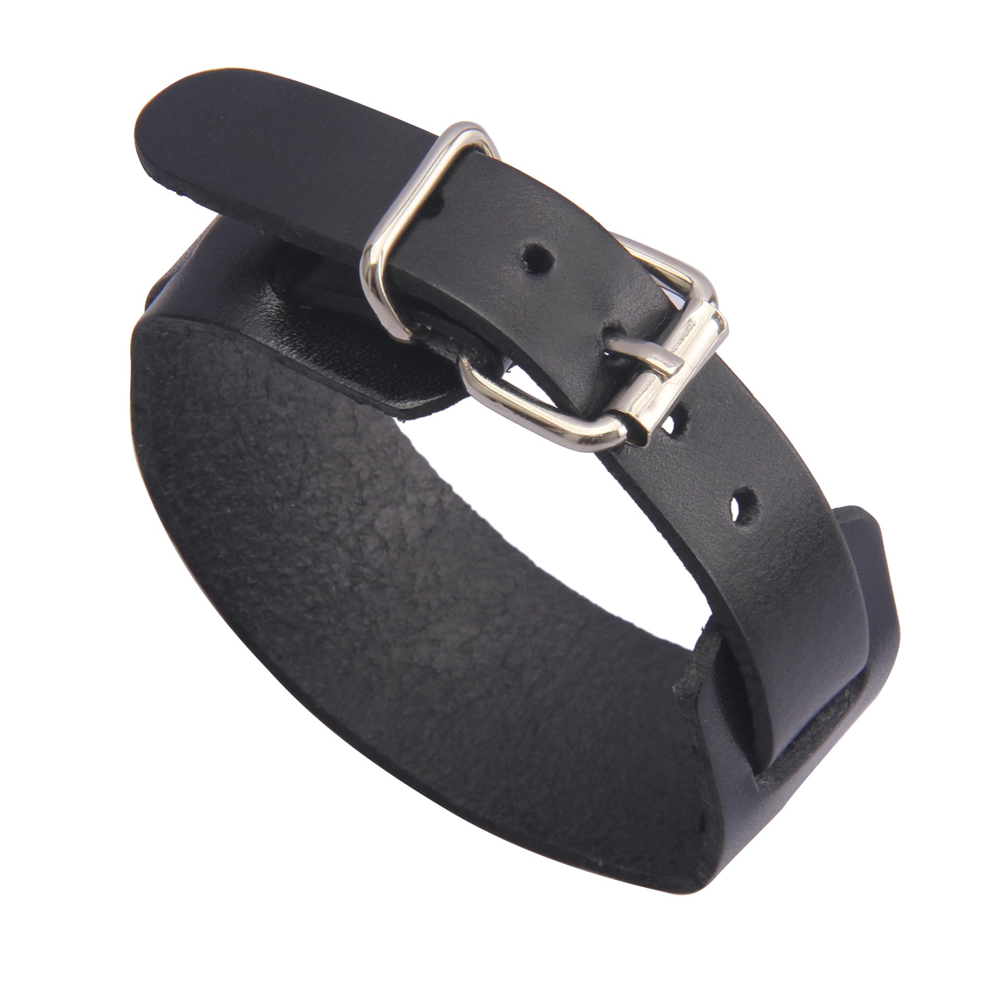 Men's & Women's Black Leather Bracelet - Punk Style Wrist Cuffs & Arm Bands for Casual Wear, Parties & Gothic Fashion Accessories
