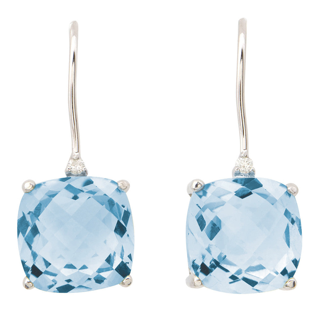 Blue Topaz & Diamond Earrings for Women – Elegant Sterling Silver Dangle Earrings for Wedding, Party & Special Occasions