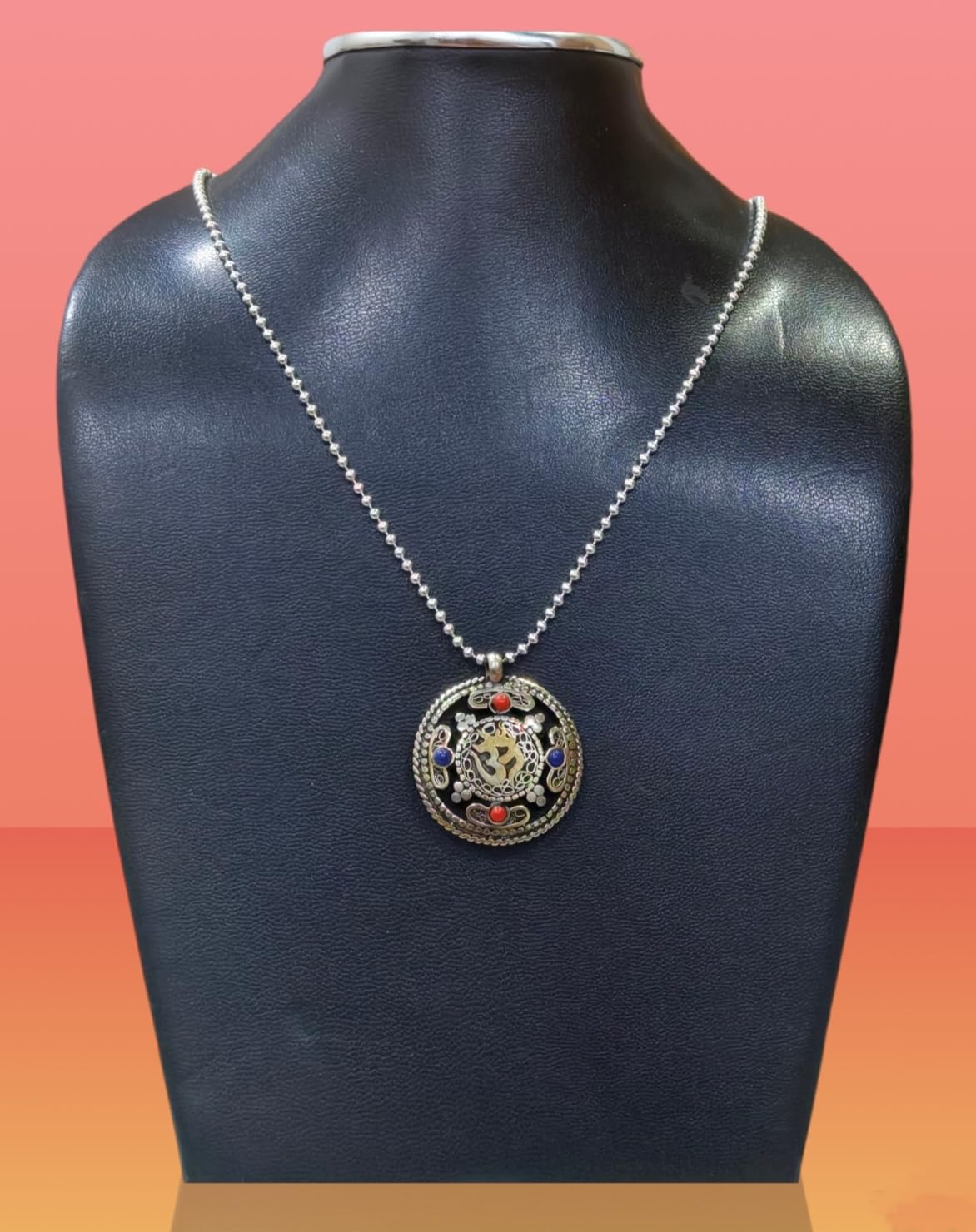 Handmade Tibetan Silver Pendant Necklace for Women - Boho Celtic Design with Coral & Lapis Lazuli Gemstone - Infinity Symbol Jewelry for Gifts, Parties, Weddings & Everyday Boho Fashion Accessories