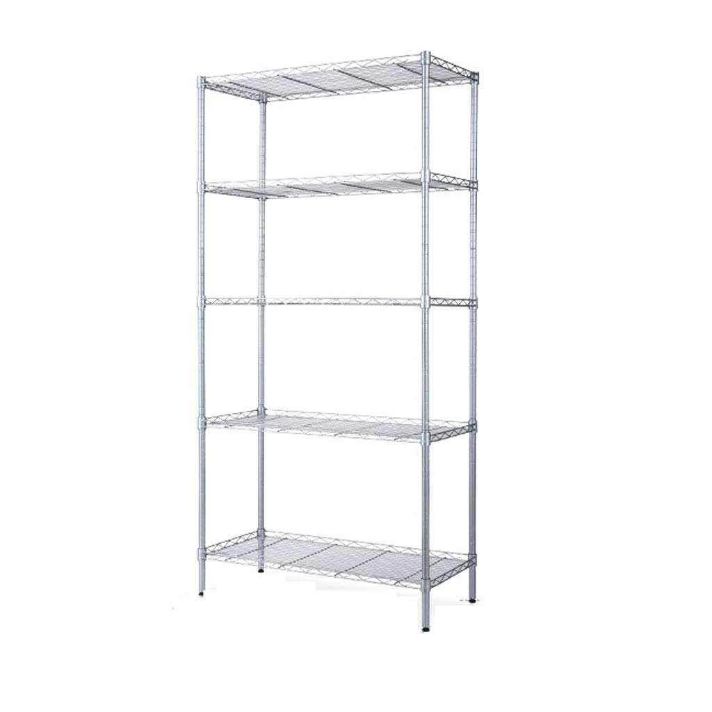 5-Tier Metal Kitchen Storage Rack - Heavy Duty Wire Shelving Unit for Pots, Pans & Cookware | Free Standing Corner Organizer for Pantry, Garage & Industrial Use | Space Saving Home & Commercial Storage Solution