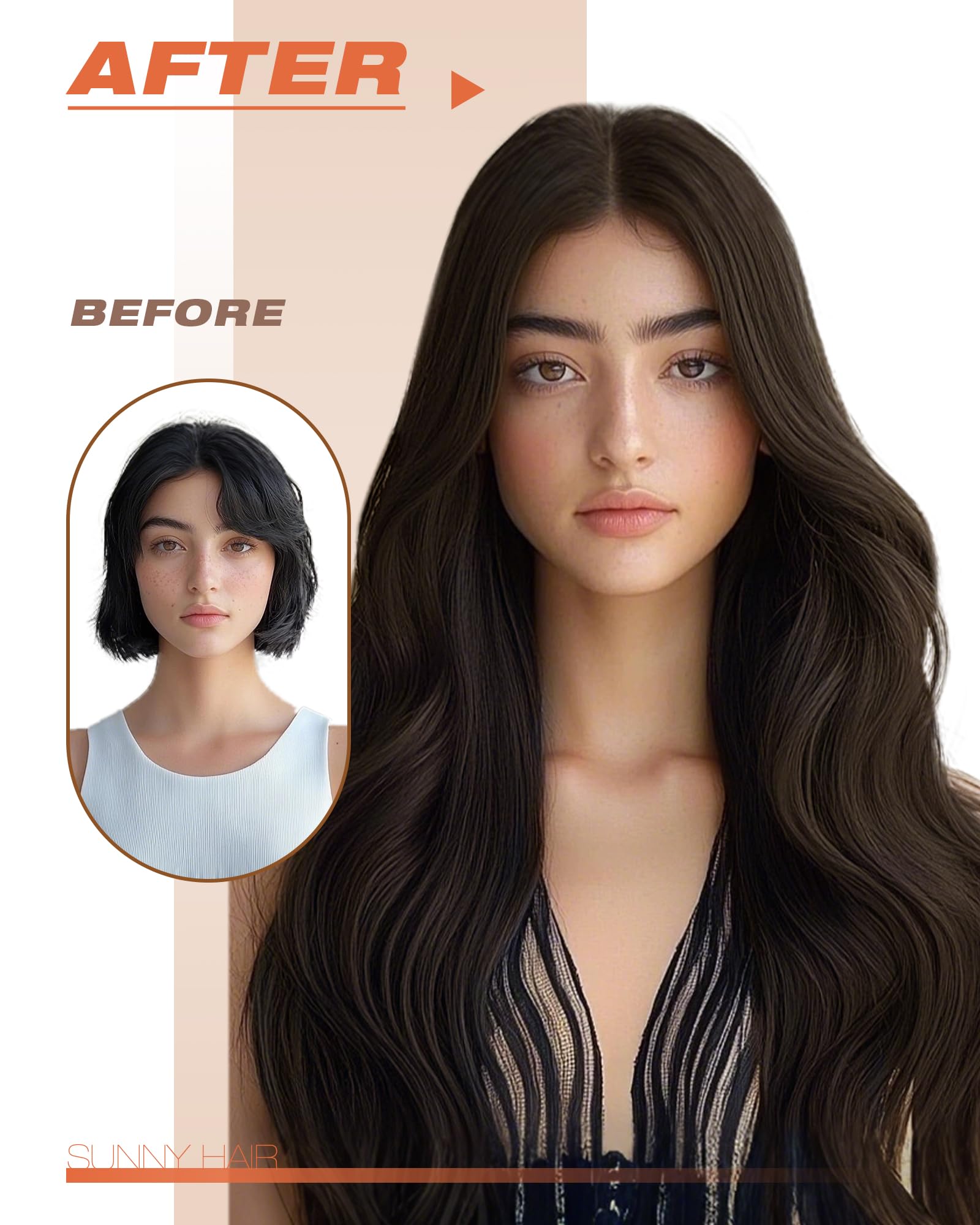 Sunny Tape in Hair Extensions 12 Inch 20Pcs - 100% Remy Human Hair, Invisible & Natural Looking Dark Brown Hair Extensions for Women - Perfect for Volume, Length & Styling for Parties, Weddings & Daily Wear