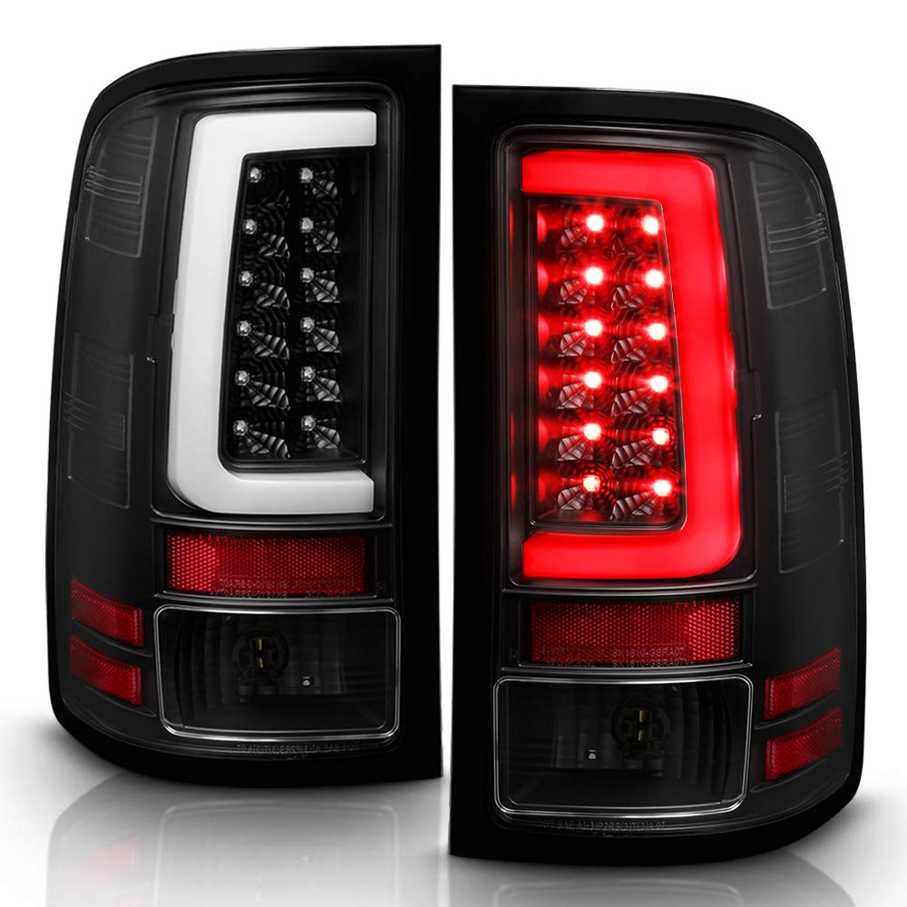 ACANII LED Tail Lights for 2007-2013 GMC Sierra 1500/2500HD/3500HD - Black Housing Brake Light Tubes Pair (Left+Right) - Enhanced Visibility & Style for Trucks