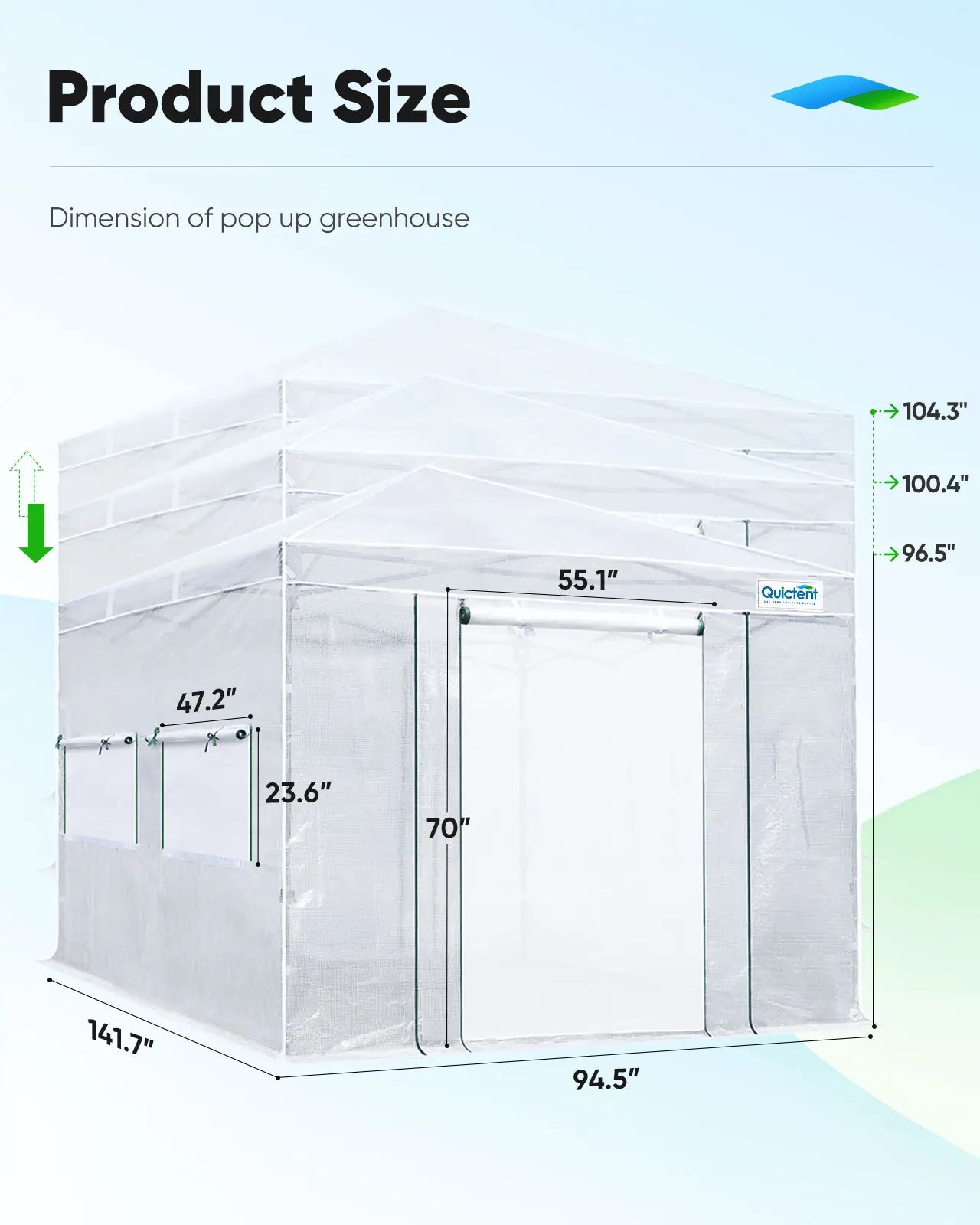 Pop Up Portable Walk in Greenhouse - Easy Setup Indoor Outdoor Garden Greenhouse for Plants, Flowers & Vegetables - Perfect for Patio, Backyard & Balcony Gardening