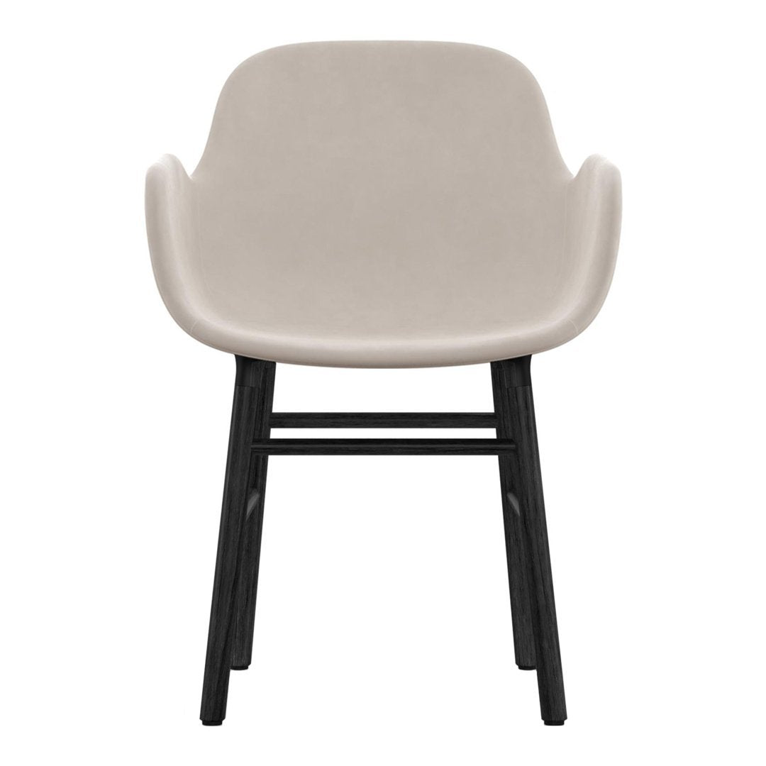 Modern Upholstered Form Armchair with Wooden Legs - Perfect for Living Room, Office, or Lounge Decor