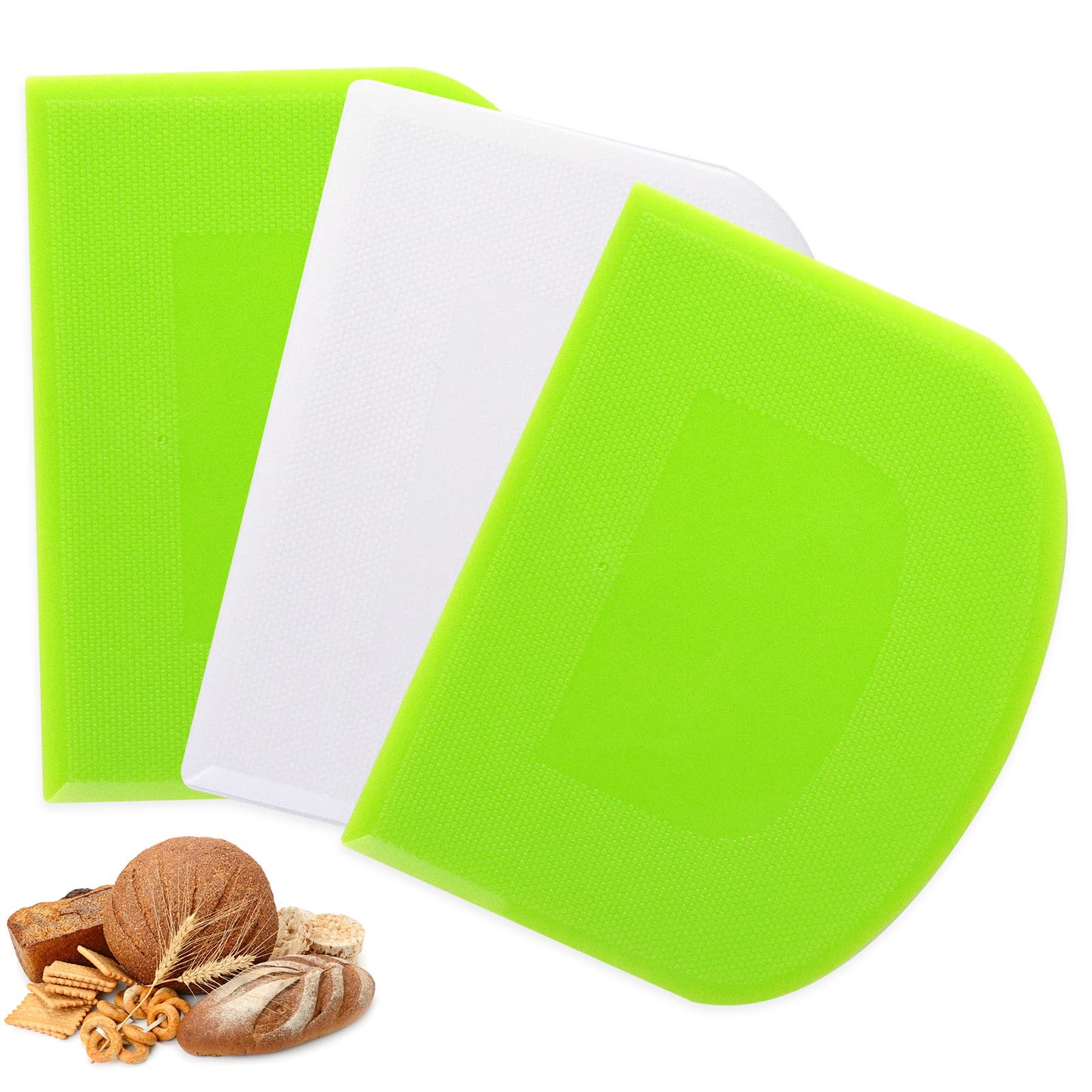 Redamancy 3-Piece Tarot Dough Scraper Set - Stainless Steel Dough Cutter & Pastry Tool for Baking, Pizza, Bread, Cakes - Perfect for Home Bakers & Professional Kitchens