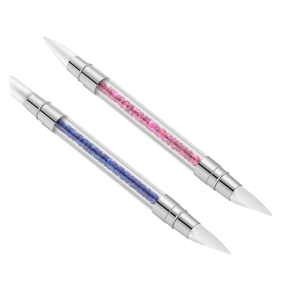 5 Pcs Silicone Nail Art Tools Set - Dual Tipped Nail Sculpture Pen, Rhinestone & Polish Carving Pen with Rubber Tips - Perfect for DIY Nail Art, Salon Professionals & Home Manicures