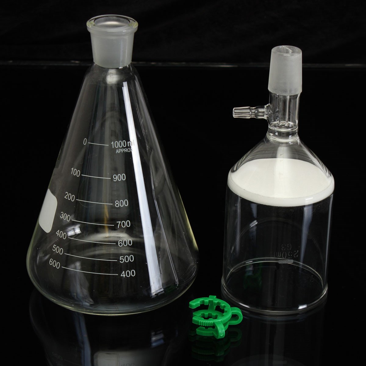 Glass Vacuum Filtration Kit - 250ml Buchner Funnel & 1000mL Flask for Lab Use