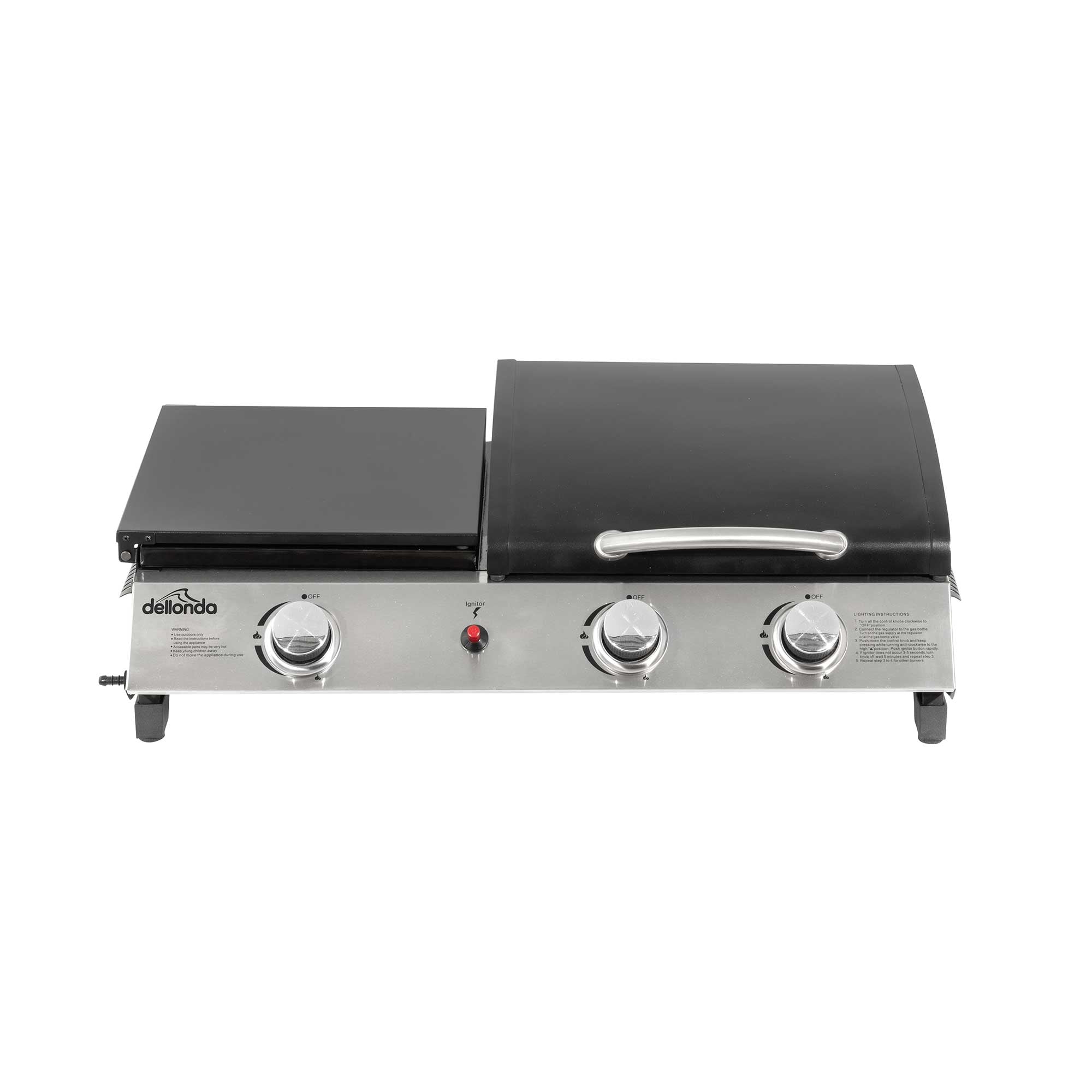 2+1 Burner Portable Gas Grill & Griddle - 8.5kW Stainless Steel Outdoor BBQ Hot Plate for Camping, Tailgating & Backyard Cooking (Model DG276)