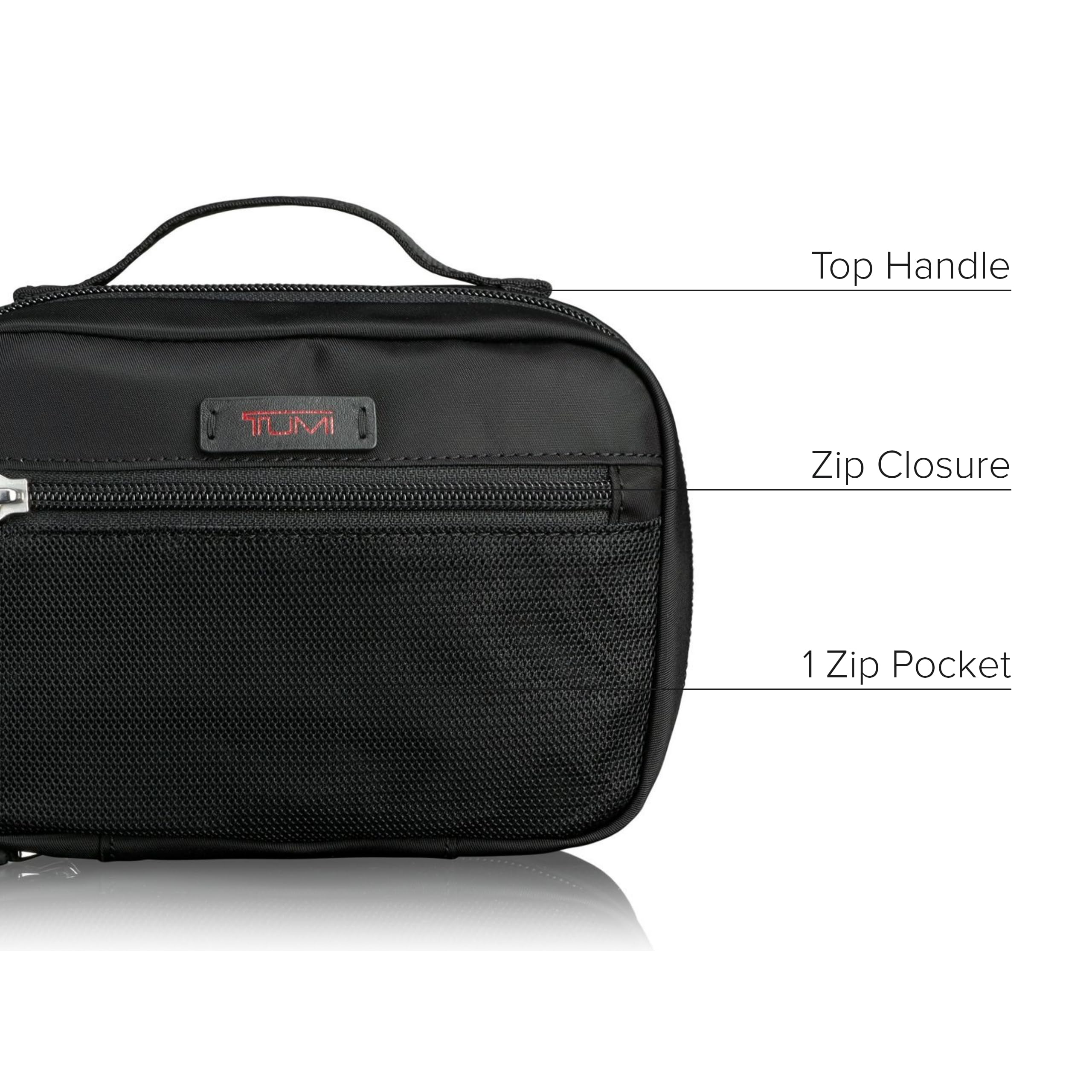TUMI Travel Accessory Pouch - Compact Nylon Organizer for Electronics, Cords, Toiletries & Cosmetics | Portable Toiletry Bag for Business Trips, Vacations & Daily Use - Small Black Case