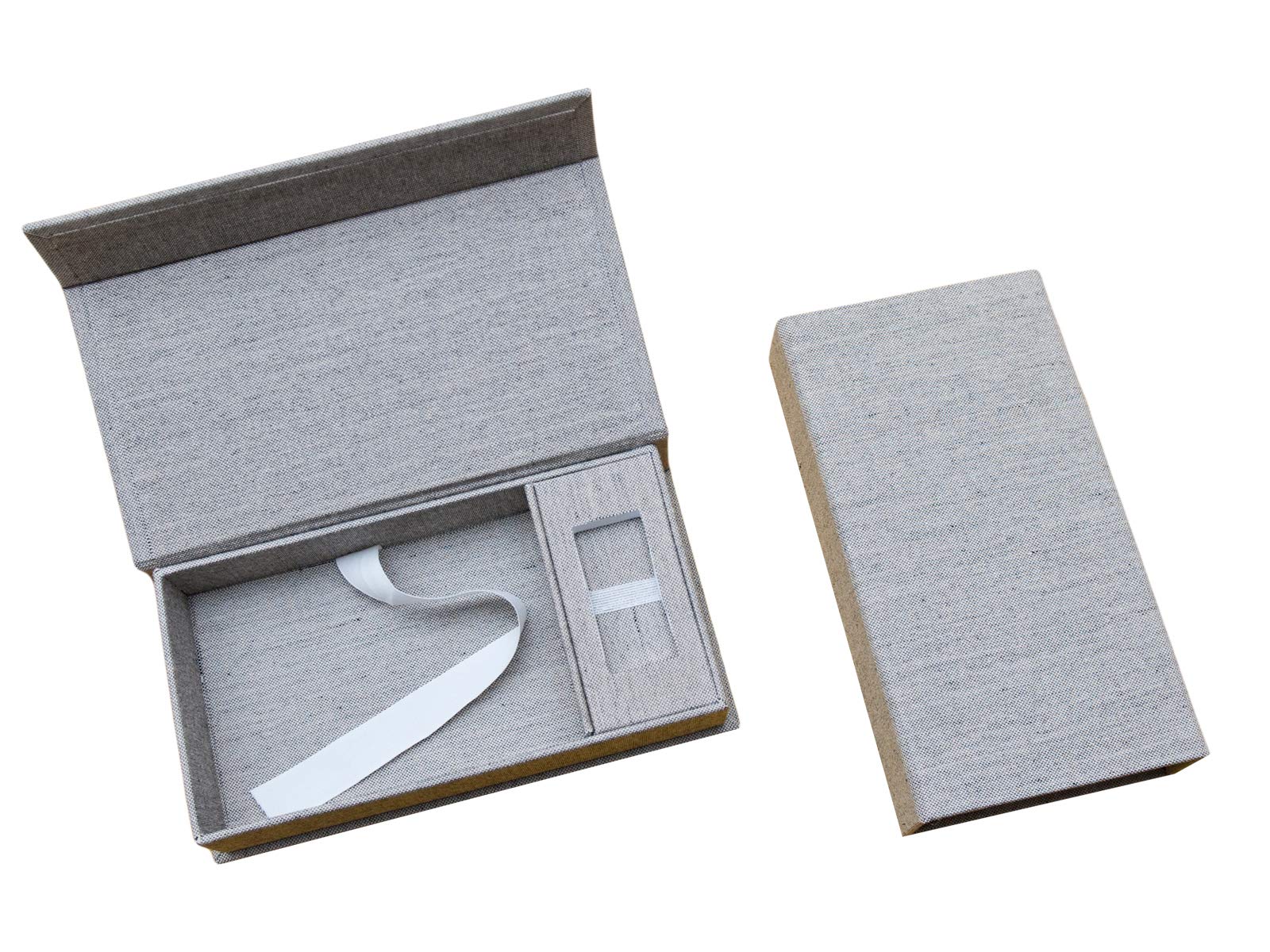 Elegantdisk Wedding USB Storage Box - Grey Linen Photo Keepsake Box for Bridal Shower, Anniversary & Special Occasions (USB Flash Drive Not Included)