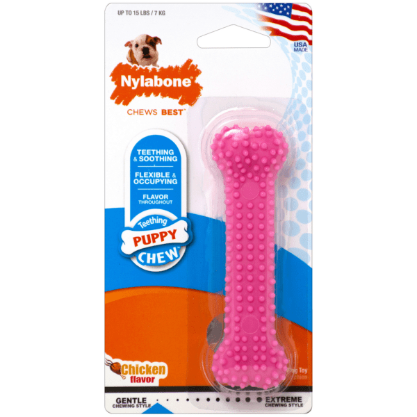Nylabone Puppy Teething & Soothing Flexible Chew Toy for Small Dogs - Safe Dental Chew Bone for Puppy Teething Relief, Training & Playtime | Great for Boredom, Anxiety & Gum Health