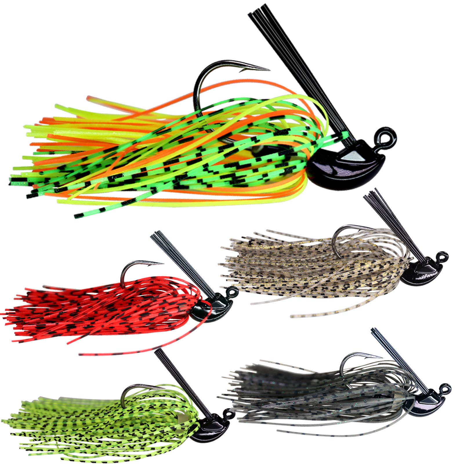 THKFISH Bass Tungsten Jig - Premium Weedless Swim Jigs for Bass Fishing (5-Pack, Multi-Color) - Perfect for Freshwater Fishing, Finesse Techniques & Heavy Cover Areas