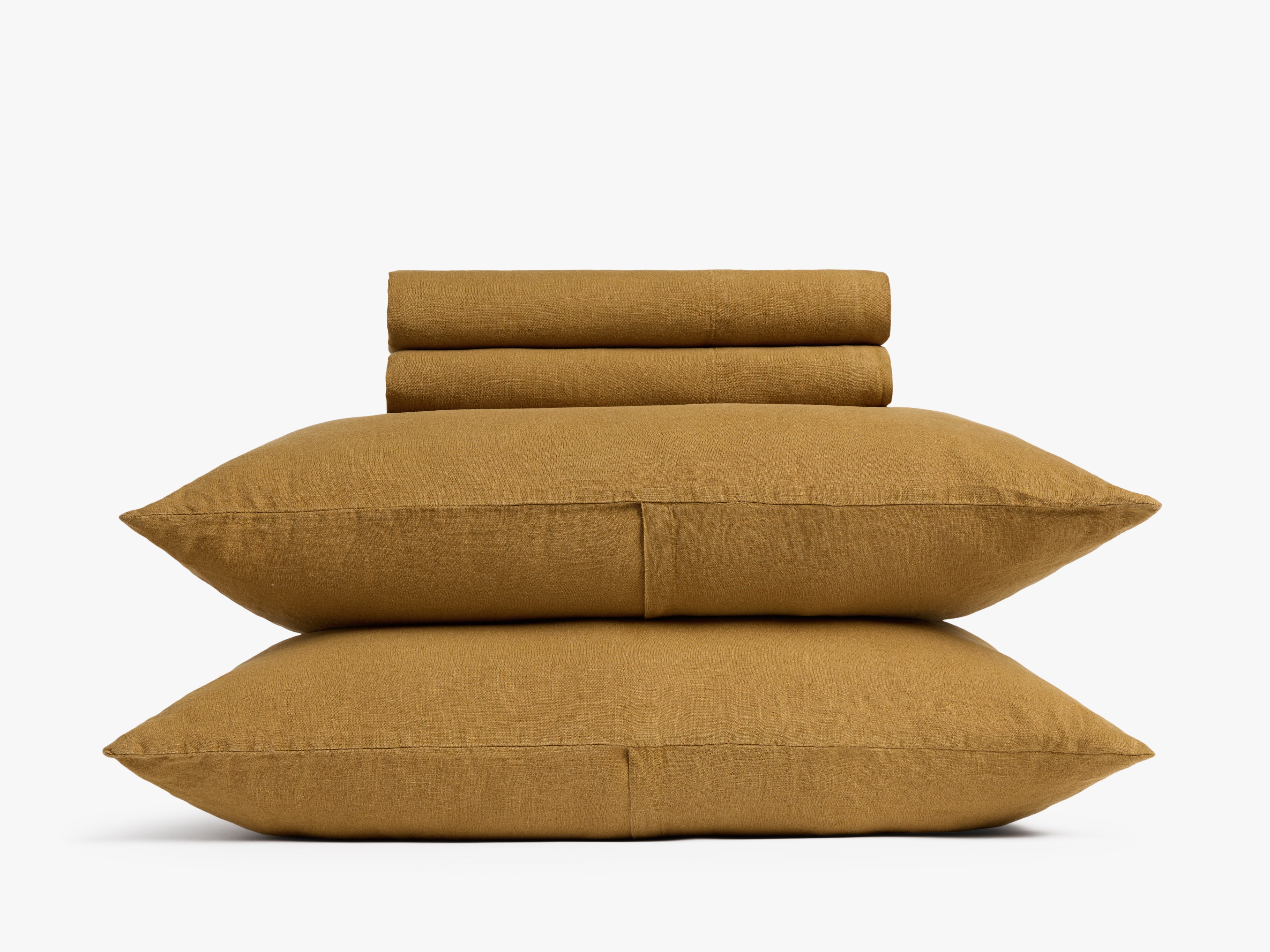 Premium 100% Linen Sheet Set - Breathable & Soft Bedding for All Seasons | Honey Color | King/Cal King Size | Perfect for Hot Sleepers & Eco-Friendly Homes