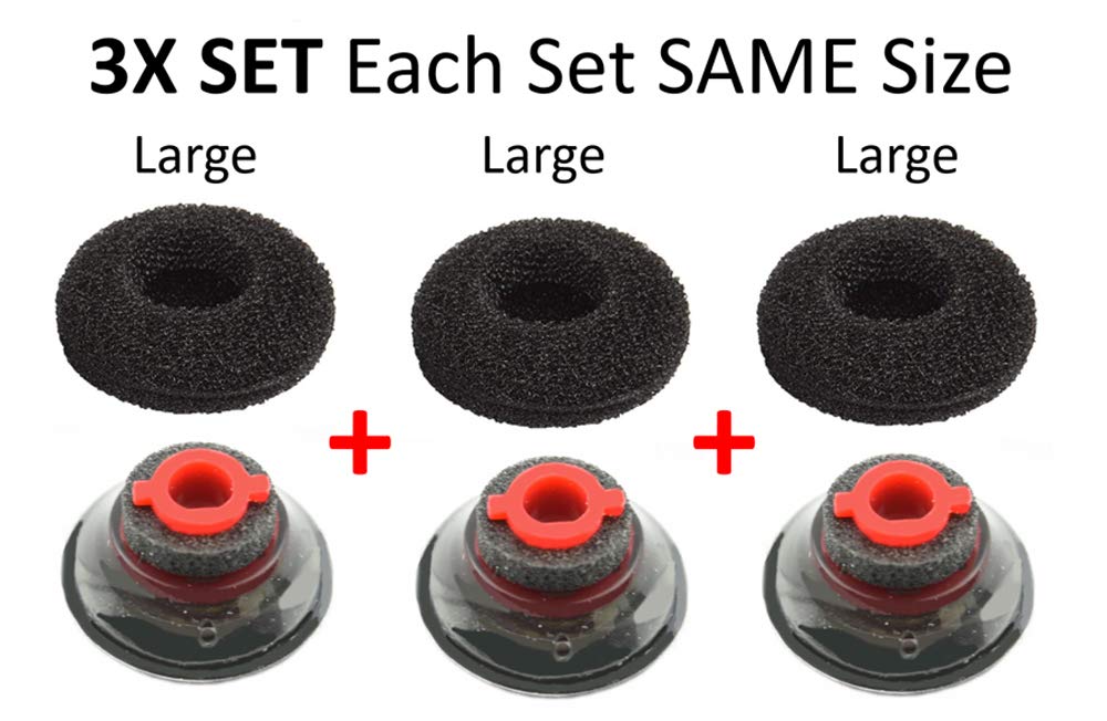 3X Ultra Comfort Eartips Replacement Kit for Plantronics Voyager 5200 5220 5210 Bluetooth Headset - Large Size L - Noise Isolating Foam Cushions for Work, Travel & Gym