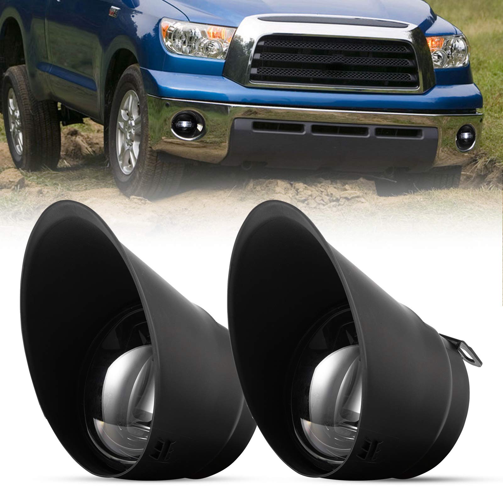 FIERYRED LED Fog Lights for Toyota Tundra 2007-2013 & Sequoia 2008-2011 - Direct OEM Replacement with Clear Lens, IP68 Waterproof - Perfect for Off-Roading, Night Driving and Inclement Weather Conditions