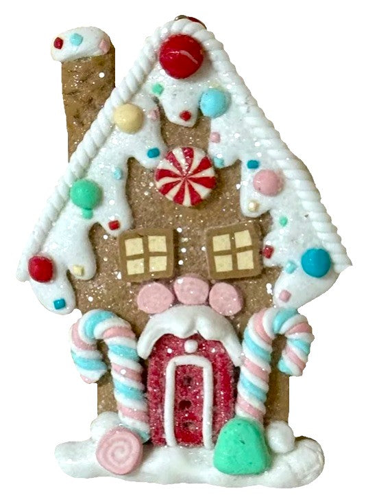 5 Pack Frosted Gingerbread House Christmas Ornaments - Handmade Holiday Decor for Tree, Mantel & Festive Home Decorations