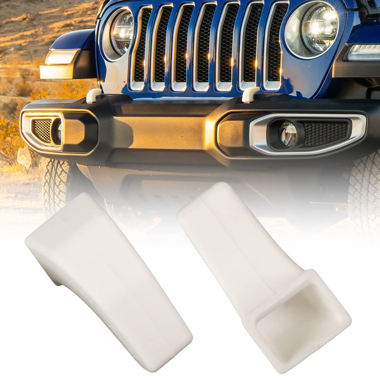 Jeep Wrangler JK JL Gladiator TJ Bumper Tow Hook Covers (2Pcs) - Durable White Protective Accessories for 2007-2022 Models - Perfect for Off-Roading & Vehicle Customization