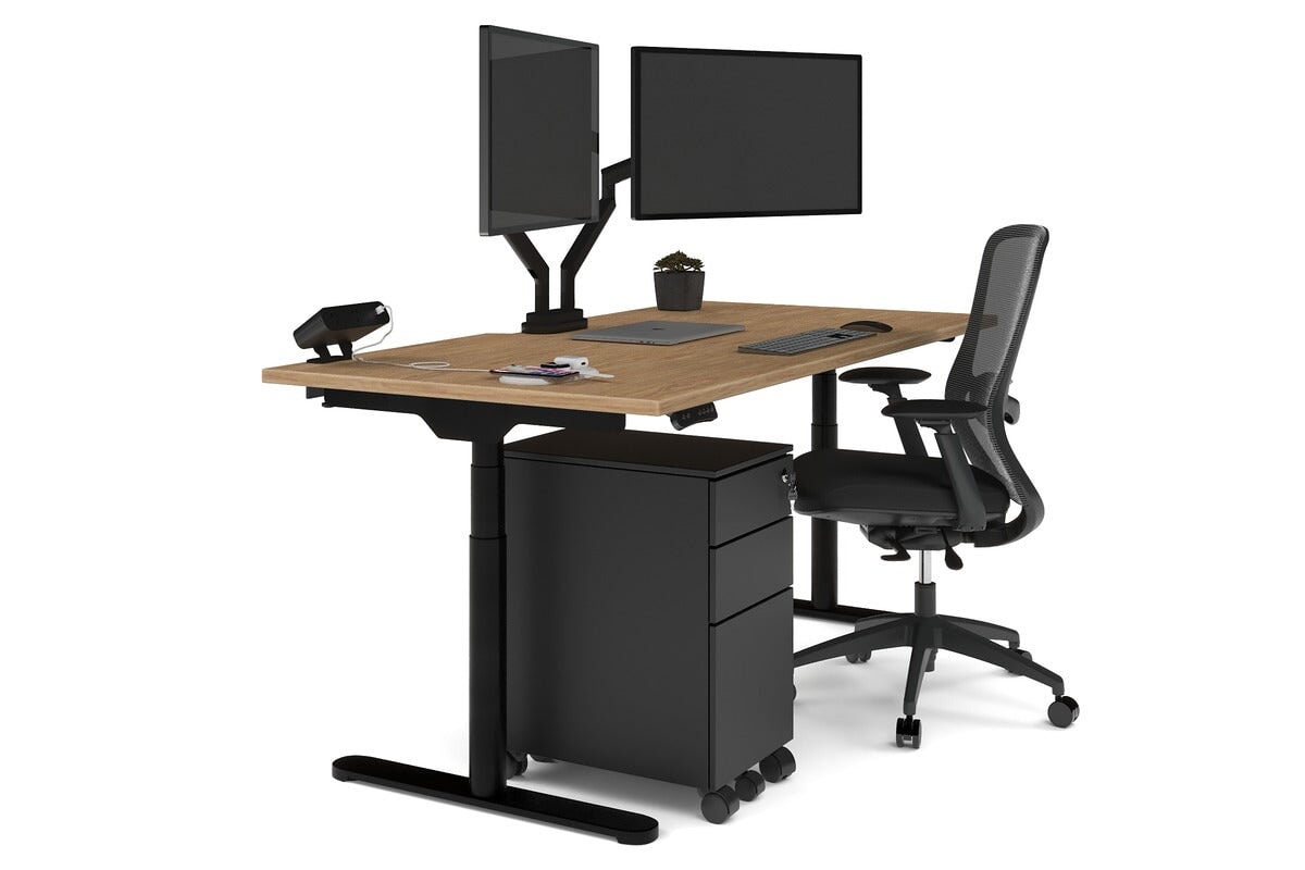 Flexi Premium Height Adjustable Single Workstation Desk - 1600L x 800W with Cable Management Scallop | Ergonomic Standing Desk for Home Office & Workspace