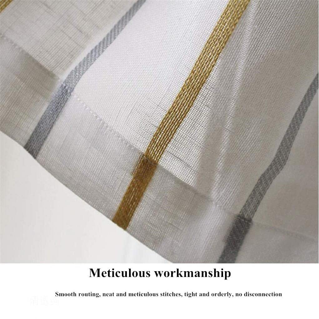 Stylish Cotton Striped Half Curtains & Tier Valances - 39x8 Inch (100x20cm) Short Window Panels for Kitchen, Cafe & Bathroom - Perfect for Privacy & Decoration