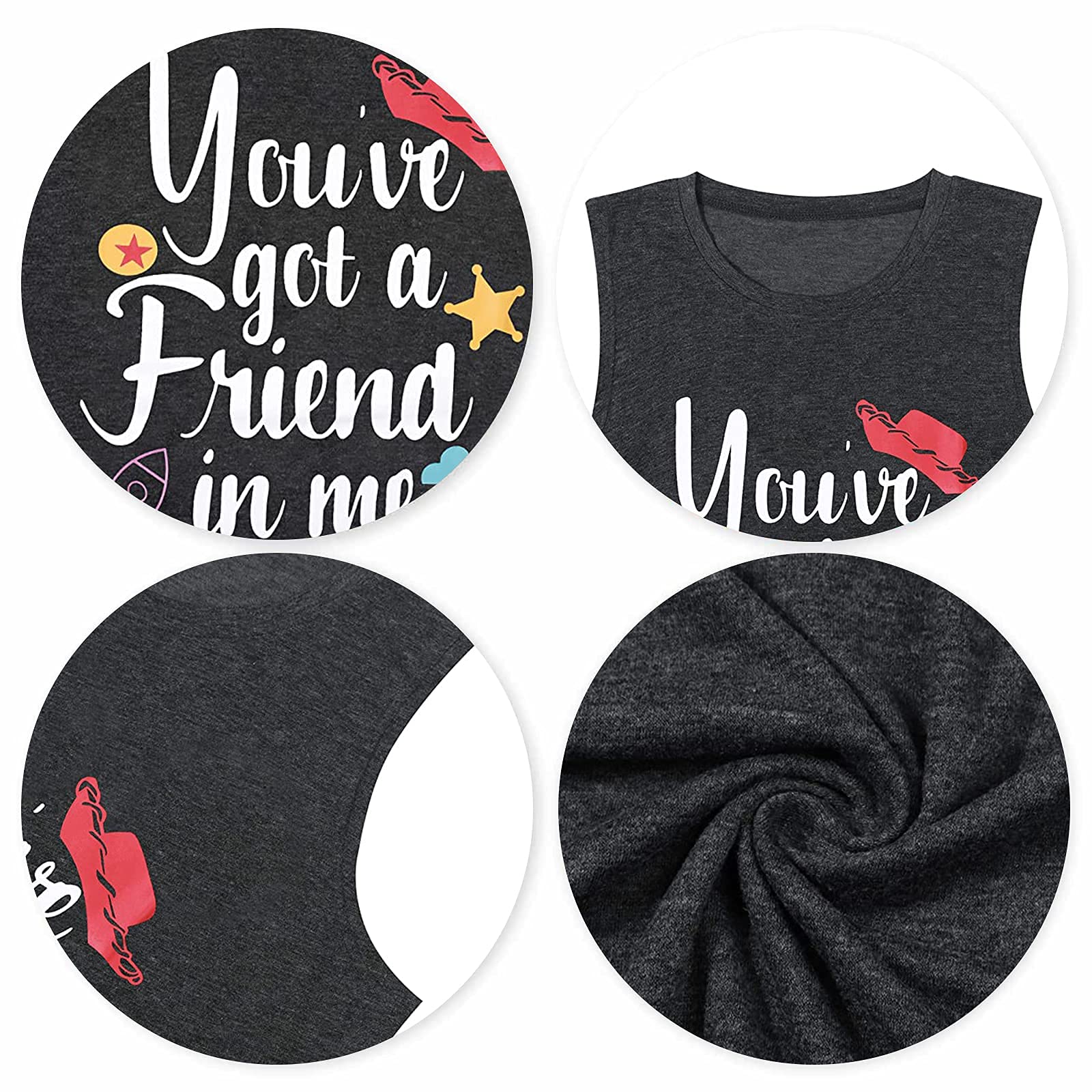Funny 'You've Got A Friend in Me' Women's Graphic Tank Top - Cute Letter Print Sleeveless Tee for Casual Wear, Summer Outfits & Disney Fans