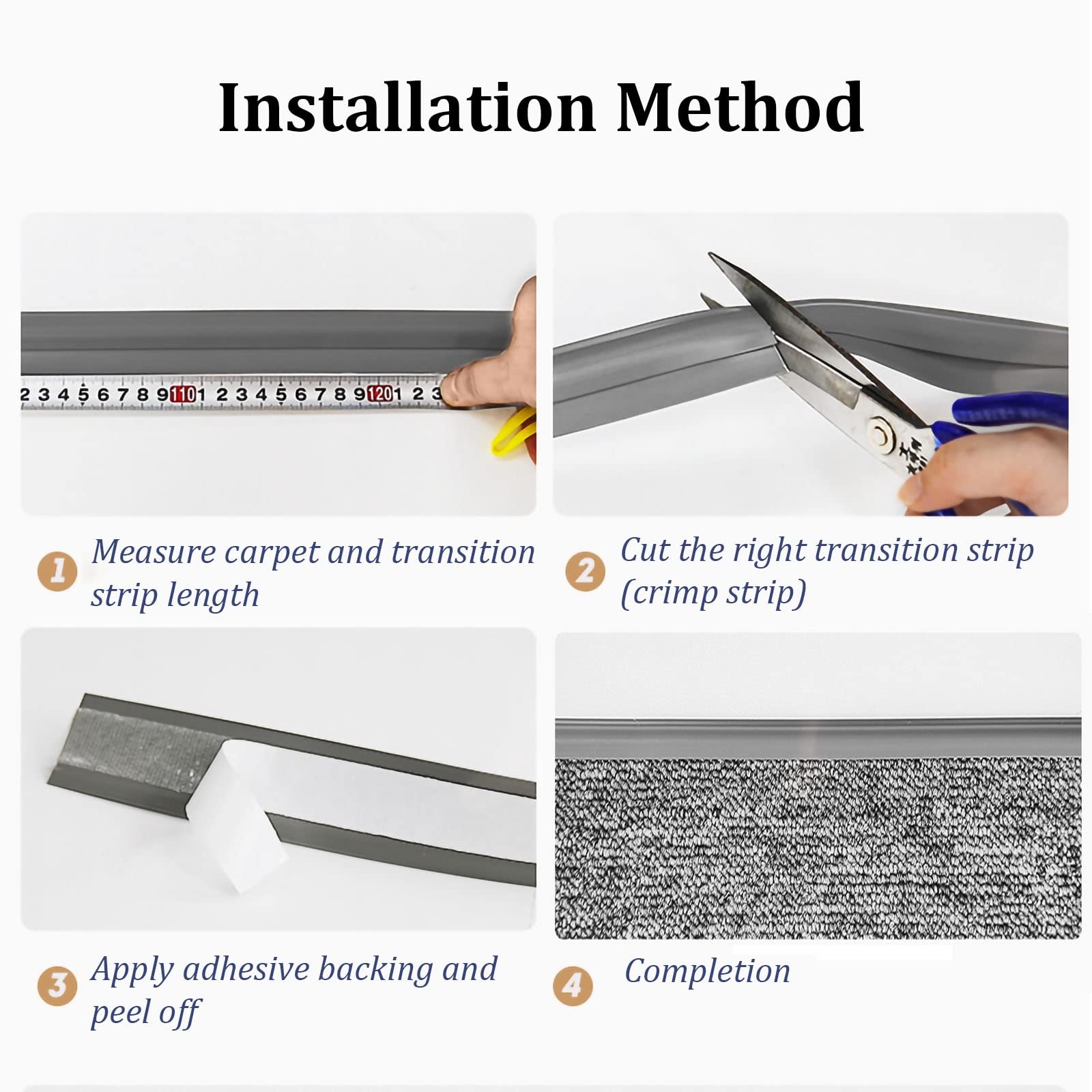 Self-Adhesive Gray Carpet Edge Trim for Wood, Laminate & Vinyl Floors - PVC Rug Transition Strips for Tile to Carpet, Carpet to Tile & Laminate to Rug - 3ft/16ft/32ft/49ft Length Options (Red) - Perfect for Seamless Flooring Transitions in Homes & Offices