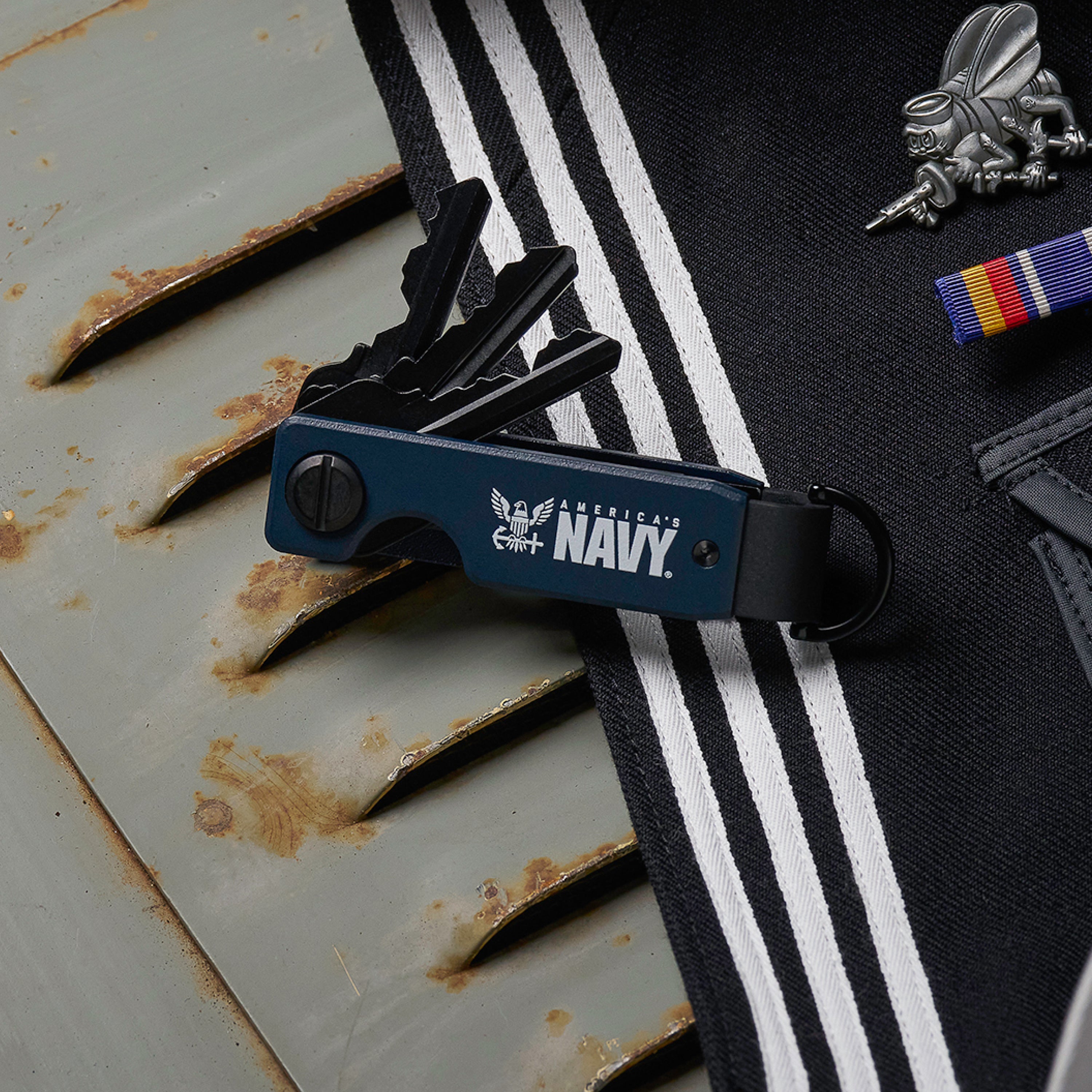 Ridge KeyCase - Premium RFID Blocking Key Holder for U.S. Navy Style | Secure Key Organizer for Military, Tactical & Everyday Carry (EDC) | Perfect for Home, Office & Travel Use