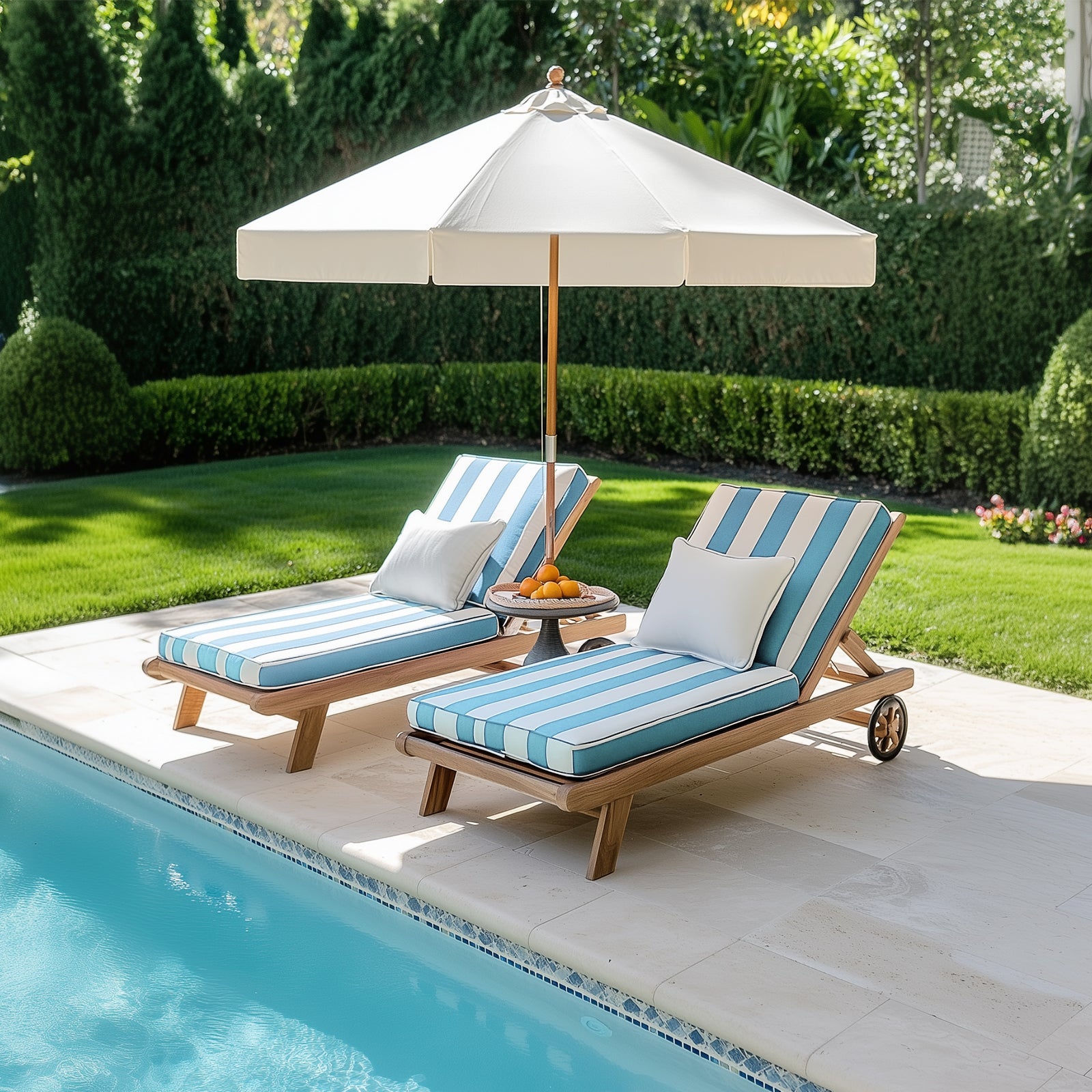 Lena Waterproof Black & White Stripe Custom Bench Cushion - Outdoor Sofa Cushion & Chair Pads for Patio Furniture - Perfect for Garden, Deck, Poolside & Porch Seating