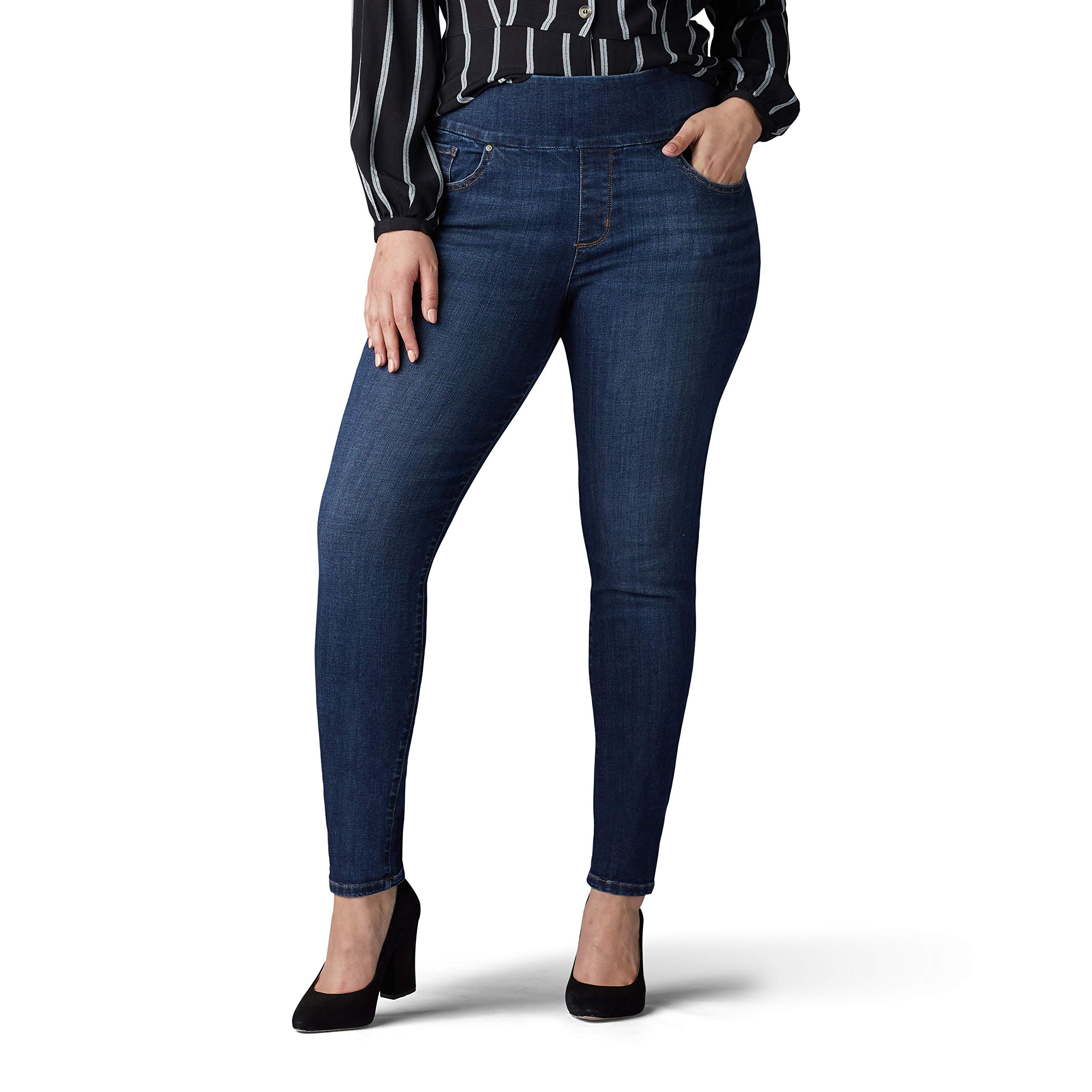 Lee Women's Plus Size Sculpting Slim Fit Skinny Leg Pull-On Jeans - Comfortable Stretch Denim for Curvy Figures | Perfect for Work, Casual Outings & Everyday Wear