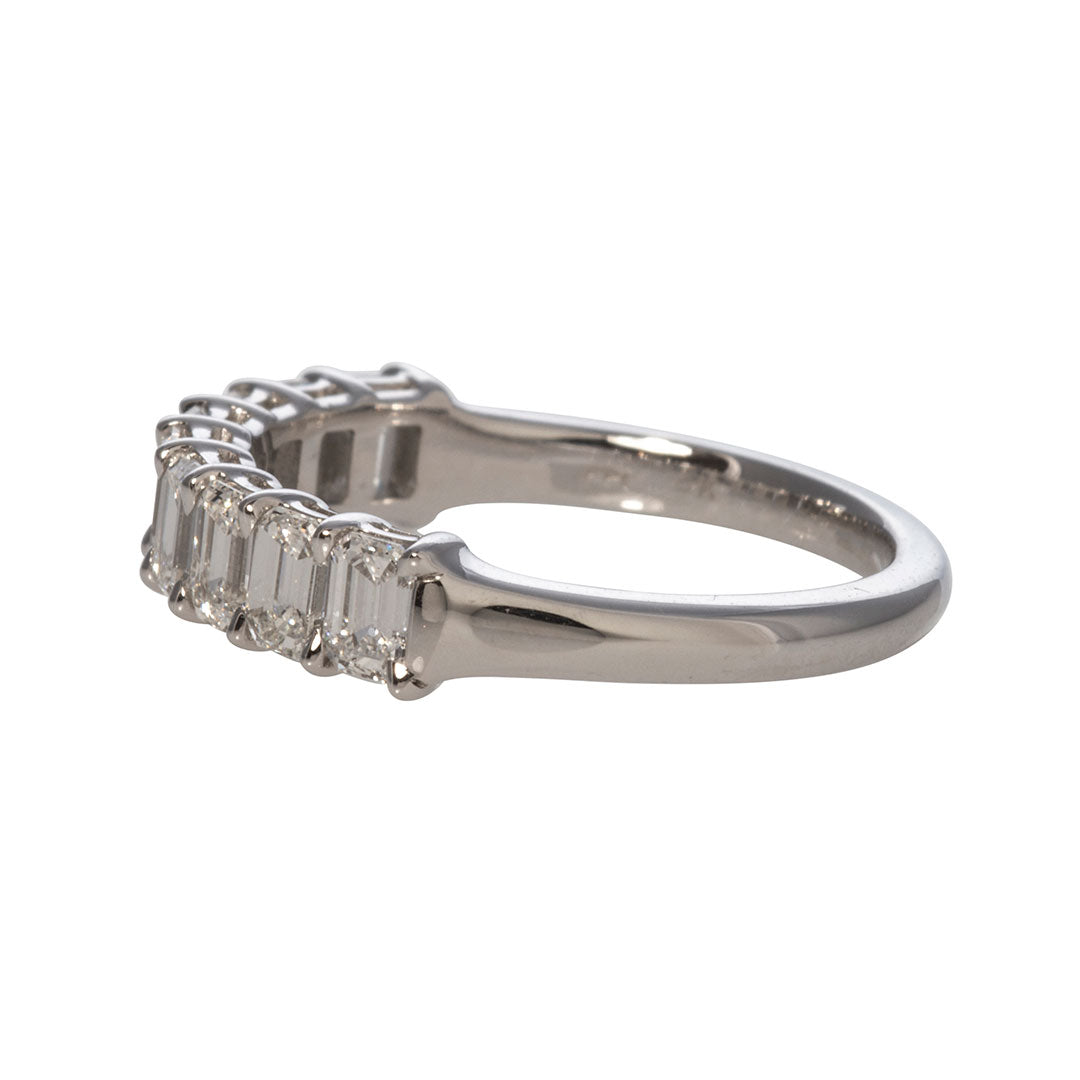 1.20ctw Emerald Cut Diamond 14K White Gold Halfway Eternity Band Ring for Women - Perfect for Anniversary Gifts, Wedding Bands & Special Occasions