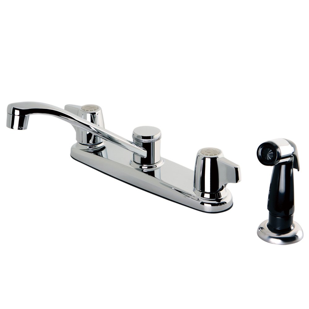 Double Handle Centerset Kitchen Faucet with Franklin Canopy Handles - Modern Chrome Finish for Sink & Countertop - Perfect for Home Renovation & DIY Projects