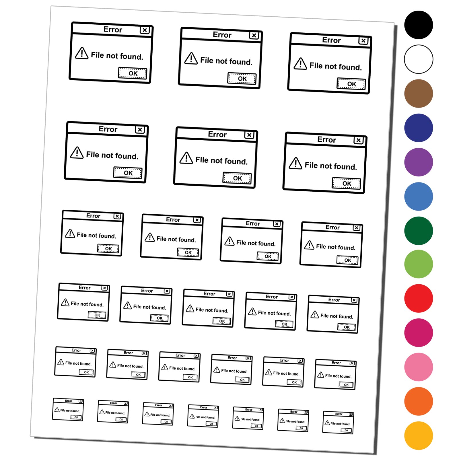 Waterproof Temporary Tattoos for Computer Tech Lovers - Error File Not Found Fake Body Art Set (Black, 1 Sheet) | Perfect for Tech Parties, Cosplay & Geek Events