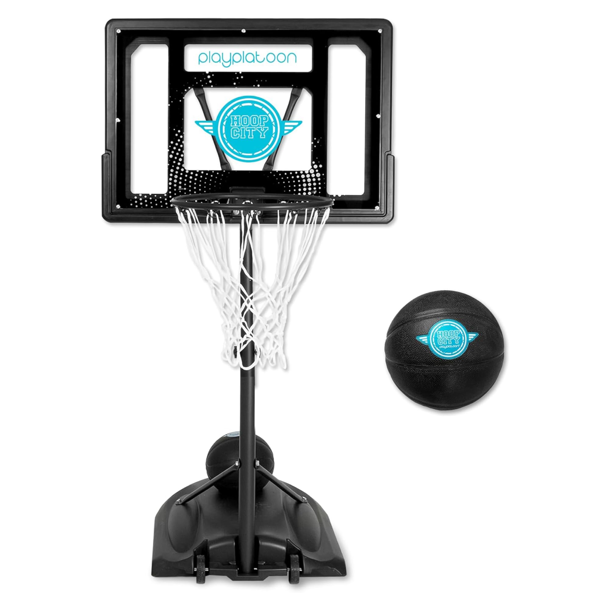 Adjustable Height 3-4ft Play Platoon Swimming Pool Basketball Hoop - Above Ground & Inground Pool Games with PU Leather Ball & Air Pump - Perfect for Family Fun, Backyard Parties, and Summer Poolside Activities