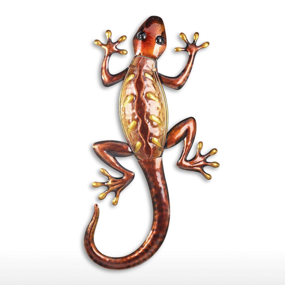 Creative Brown Gecko Wall Hanging Statue - Unique Lizard Animal Wall Art for Indoor & Outdoor Decor - Perfect for Bedroom, Living Room, Garden, and Patio