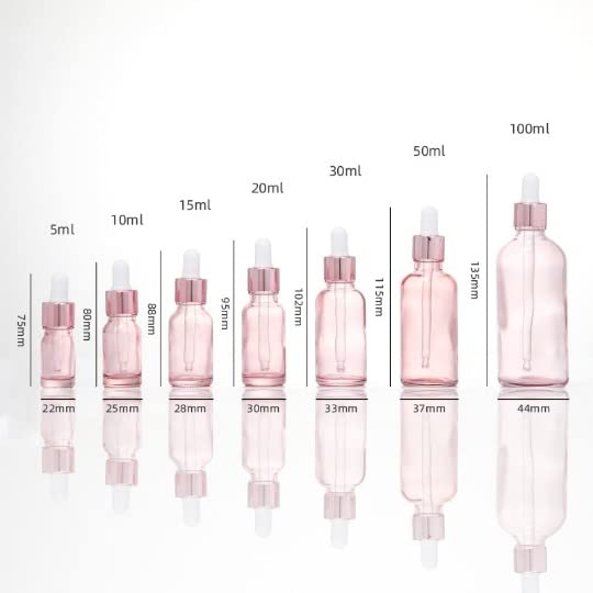 SNOW DIAMOND 10ml Empty Glass Dropper Bottles (4-Pack) - Rose Pink Tint with Gold Caps for Essential Oils, Perfume, Tinctures & DIY Beauty - Perfect for Aromatherapy, Travel & Gift Packaging