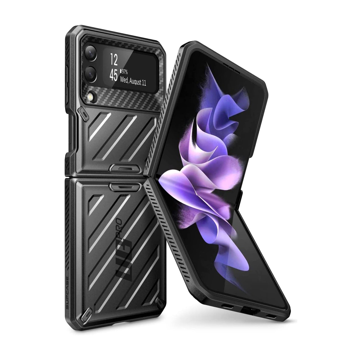 Samsung Galaxy Z Flip3 Unicorn Beetle PRO Heavy Duty Rugged Case with Belt Clip - Shockproof Protective Cover for Everyday Use, Outdoor Activities & Work Scenarios - Black