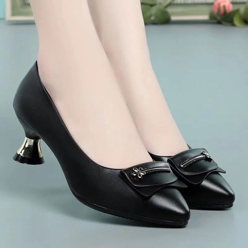 Women's Fashion PU Leather High Heel Shoes - Stylish Pointed Toe Pumps for Office, Party & Evening Wear