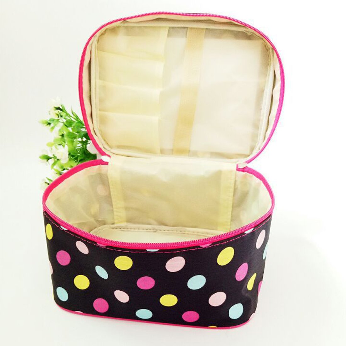 Waterproof Grid Pattern Cosmetic Makeup Bag for Women - Travel Toiletry Organizer Pouch (Perfect for Travel, Gym, and Daily Makeup Storage)