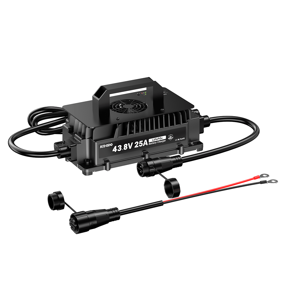 Redodo 43.8V 25A LiFePO4 Battery Charger for 36V(38.4V) Lithium Batteries - Fast Charging for Golf Carts, Solar Systems, and Marine Applications
