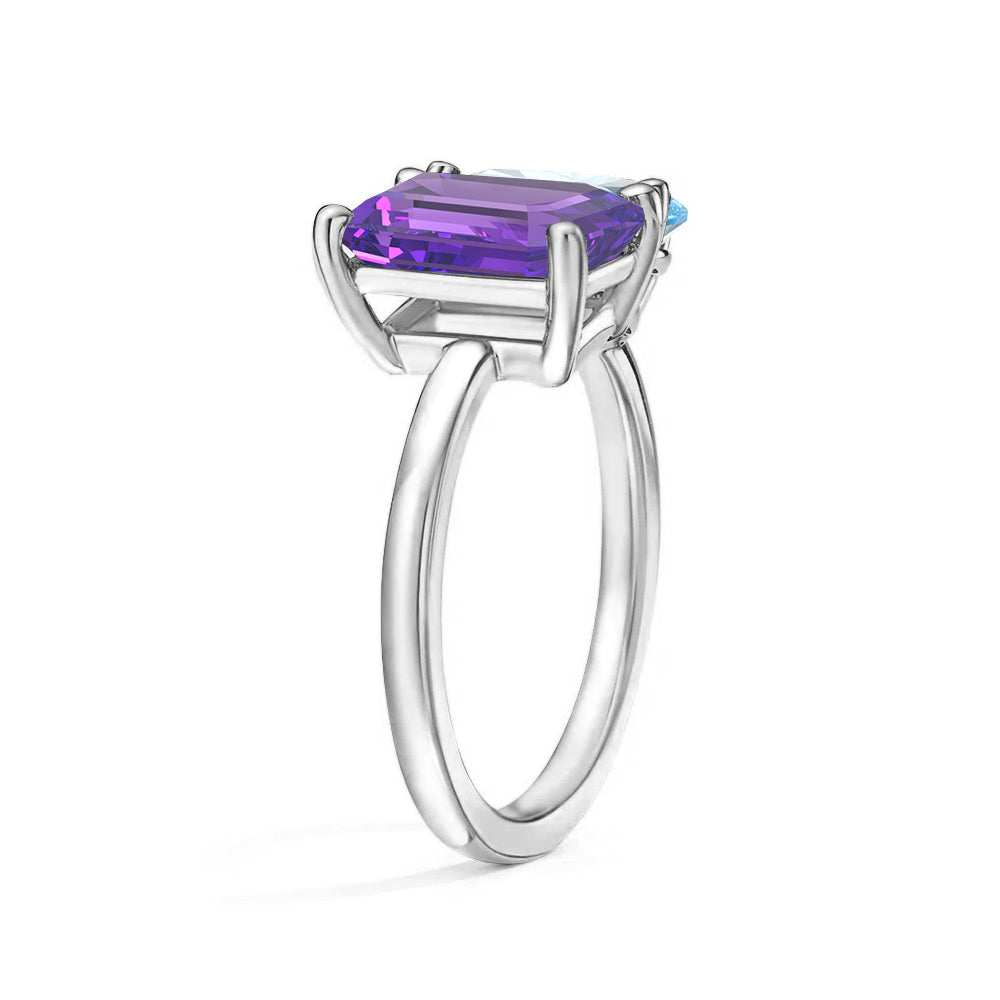Personalized Toi et Moi Amethyst Birthstone Ring for Women - Custom Anniversary Gift for Her, Valentine's Day, Engagement or Romantic Occasions