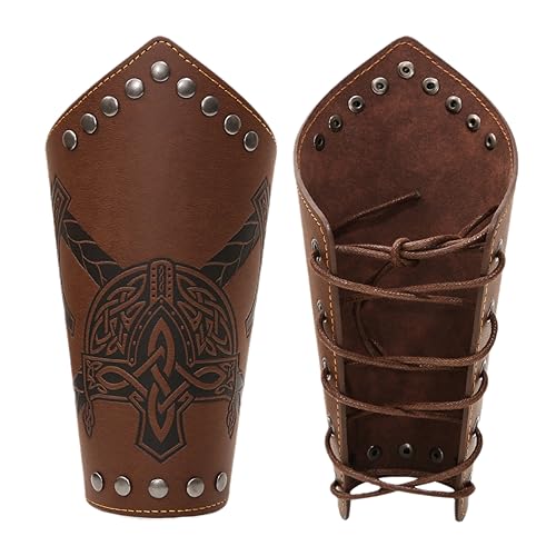 Viking Axe and Helmet Bracers-brown
