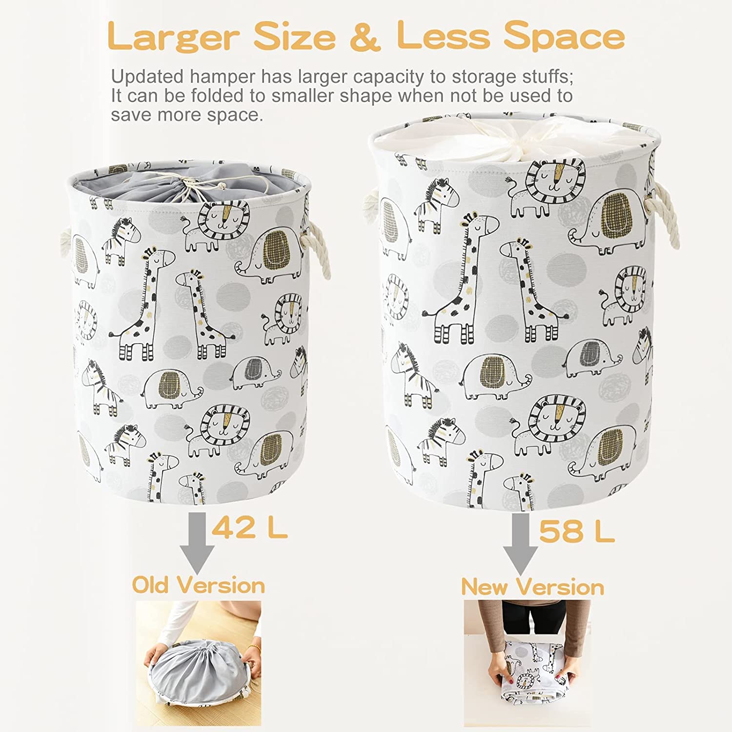 Extra Large Baby Laundry Basket & Toy Storage - Nursery Hamper for Kids Bedroom