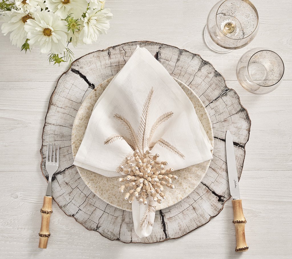Birch Wood Placemats Set of 4 - Ivory & Natural Color Round Table Mats for Dining, Kitchen, Party Decor - Eco-Friendly Home Tableware for Everyday Use & Special Occasions