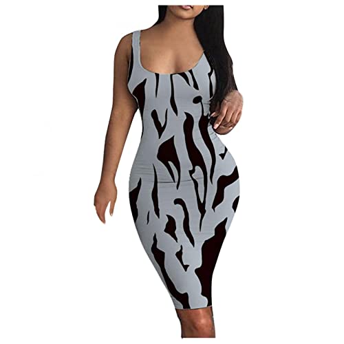 Sexy Women's Bodycon Midi Dress - Sleeveless Tank Club Dress for Party & Casual Wear | Flattering Figure-Hugging Design for Night Out, Date Night or Summer Vacation